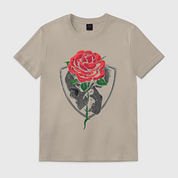 Футболка хлопковая мужская Skull&Rose, цвет: миндальный