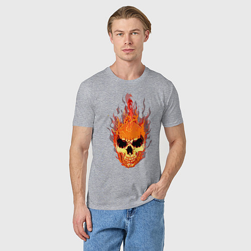 Мужская футболка Fire flame skull / Меланж – фото 3