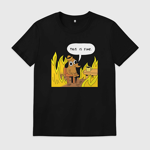Мужская футболка This is Fine / Черный – фото 1