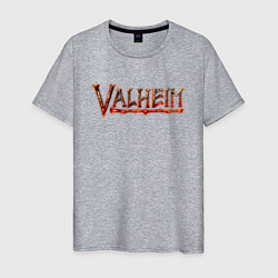 Футболка хлопковая мужская Valheim огненный лого, цвет: меланж