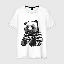 Футболка хлопковая мужская Задержанный панда, цвет: белый