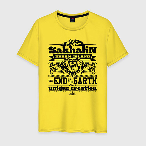 Мужская футболка Сахалин - остров мечты / Желтый – фото 1