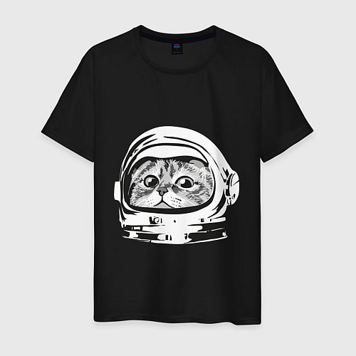 Мужская футболка Кот космонавт / Черный – фото 1