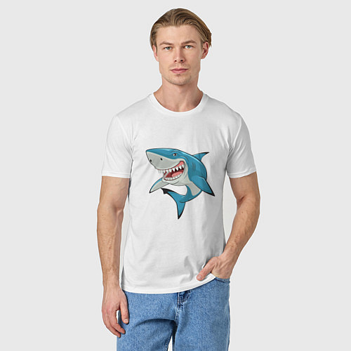 Мужская футболка Акула злая / Белый – фото 3