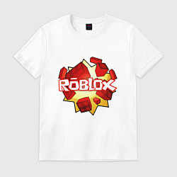 Футболка хлопковая мужская ROBLOX LOGO, цвет: белый