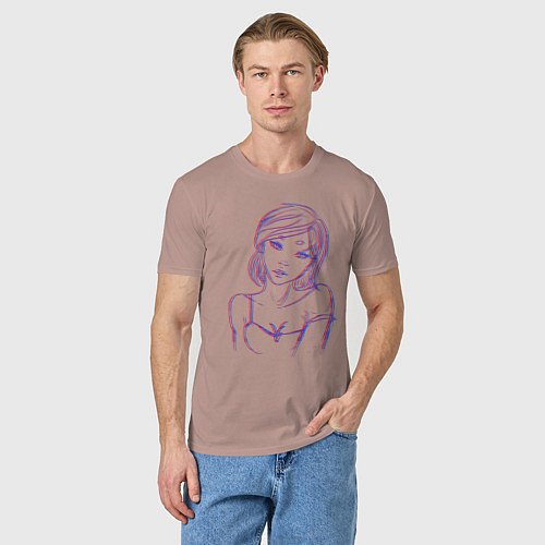 Мужская футболка Девушка с 3D эффектом / Пыльно-розовый – фото 3