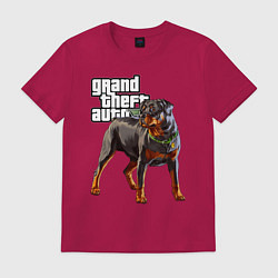 Футболка хлопковая мужская ЧОП - ротвейлер из GTA 5, цвет: маджента