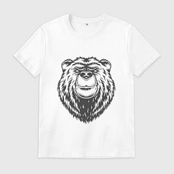 Футболка хлопковая мужская Русский медведь, цвет: белый