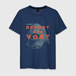 Футболка хлопковая мужская Report the Vort цвета тёмно-синий — фото 1