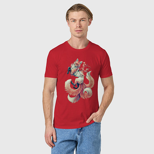 Мужская футболка Мифическая лиса / Красный – фото 3