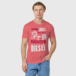 Футболка хлопковая мужская Дизель, цвет: коралловый — фото 2