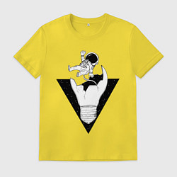 Футболка хлопковая мужская Космонавт падает, цвет: желтый