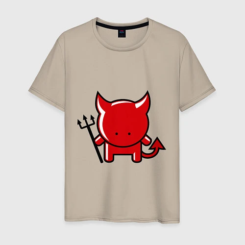 Мужская футболка Маленький красный чертёнок / Миндальный – фото 1