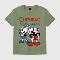 Футболка хлопковая мужская Cuphead & Mugman, цвет: авокадо