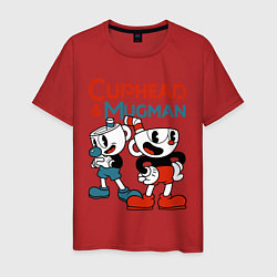 Футболка хлопковая мужская Cuphead & Mugman, цвет: красный