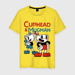 Футболка хлопковая мужская Cuphead & Mugman, цвет: желтый