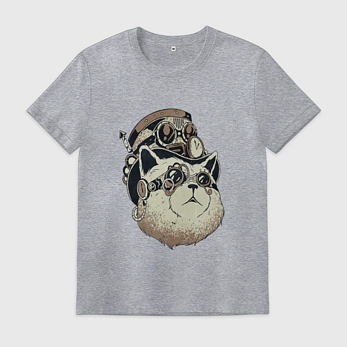 Мужская футболка Steampunk кот / Меланж – фото 1
