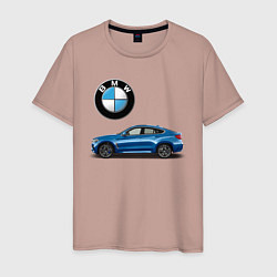 Футболка хлопковая мужская BMW X6, цвет: пыльно-розовый
