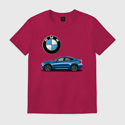 Футболка хлопковая мужская BMW X6, цвет: маджента