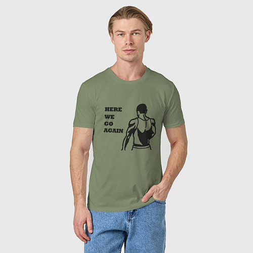 Мужская футболка HERE WE GO AGAIN / Авокадо – фото 3