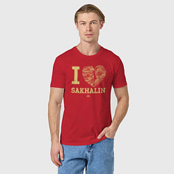 Футболка хлопковая мужская I love Sakhalin, цвет: красный — фото 2