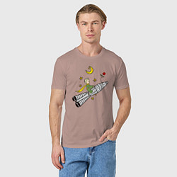 Футболка хлопковая мужская Маленький принц на ракете, цвет: пыльно-розовый — фото 2