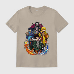 Футболка хлопковая мужская КЛИНОК, РАССЕКАЮЩИЙ ДЕМОНОВ, цвет: миндальный