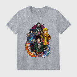 Футболка хлопковая мужская КЛИНОК, РАССЕКАЮЩИЙ ДЕМОНОВ, цвет: меланж