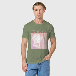 Футболка хлопковая мужская Vaporwave Strawberry Milk, цвет: авокадо — фото 2