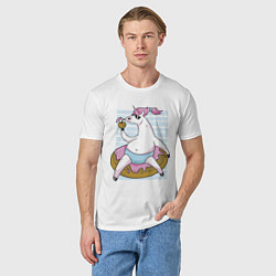 Футболка хлопковая мужская Chilling Unicorn, цвет: белый — фото 2