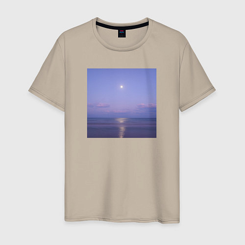 Мужская футболка Луна и море / Миндальный – фото 1