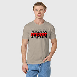 Футболка хлопковая мужская Надпись Япония, Токио, цвет: миндальный — фото 2