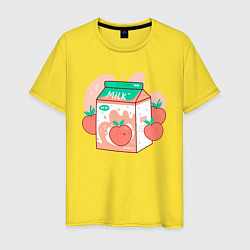 Футболка хлопковая мужская Коробка персикового молока, цвет: желтый