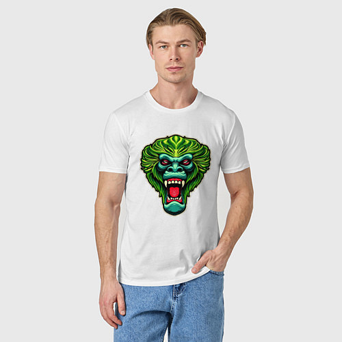 Мужская футболка Злая зеленая обезьяна / Белый – фото 3