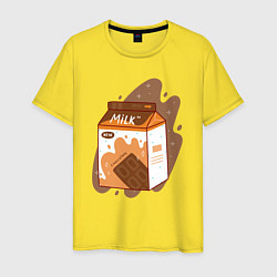 Футболка хлопковая мужская Коробка шоколадного молока, цвет: желтый