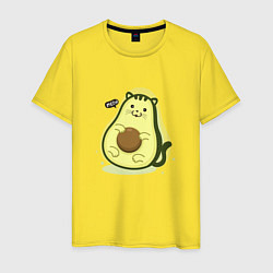 Футболка хлопковая мужская Авокадо кошка, цвет: желтый
