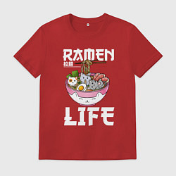 Футболка хлопковая мужская Ramen life, цвет: красный