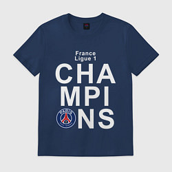 Футболка хлопковая мужская PSG CHAMPIONS, цвет: тёмно-синий