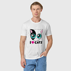 Футболка хлопковая мужская I Love Cats, цвет: белый — фото 2