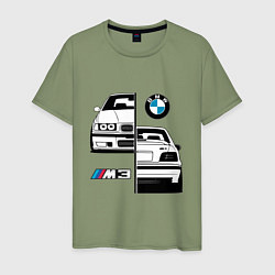 Футболка хлопковая мужская BMW M3 E 36 БМВ М3 E 36, цвет: авокадо