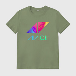 Футболка хлопковая мужская AVICII RAIBOW, цвет: авокадо