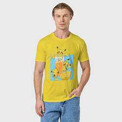 Футболка хлопковая мужская Пикачу в лимонаде, цвет: желтый — фото 2