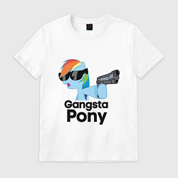 Футболка хлопковая мужская Gangsta pony, цвет: белый
