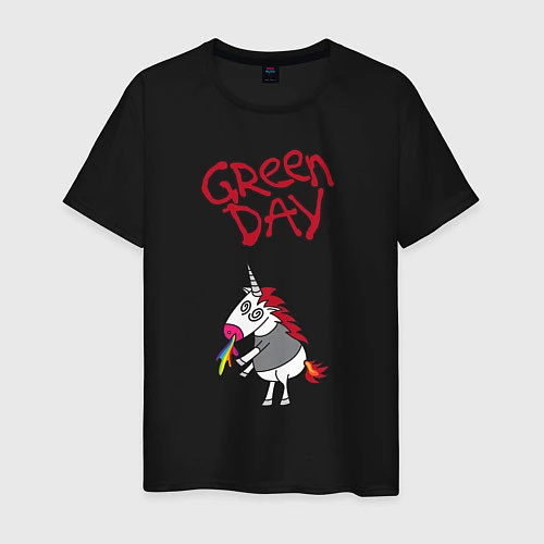 Мужская футболка Green Day Unicorn / Черный – фото 1