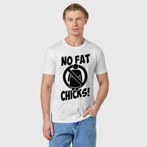 Мужская футболка No fat chicks! / Белый – фото 3