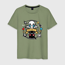 Футболка хлопковая мужская THE BINDING OF ISAAC WHO AM I, цвет: авокадо