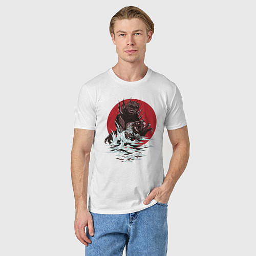Мужская футболка Годзилла в японском стиле / Белый – фото 3