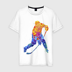 Футболка хлопковая мужская Хоккеист, цвет: белый