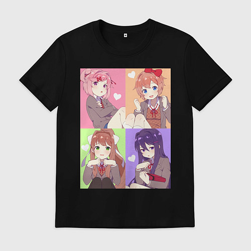 Мужская футболка Girls Doki Doki коллаж / Черный – фото 1
