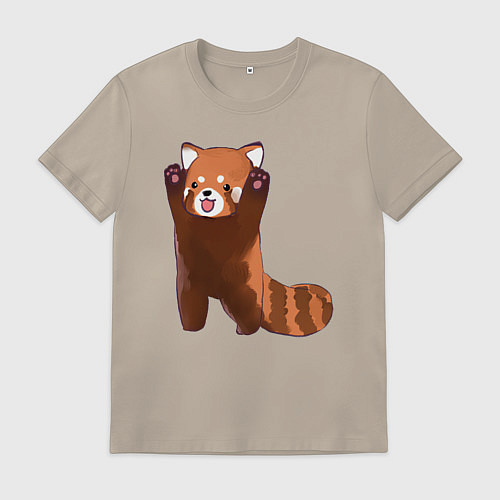 Мужская футболка Нападение милой панды / Миндальный – фото 1